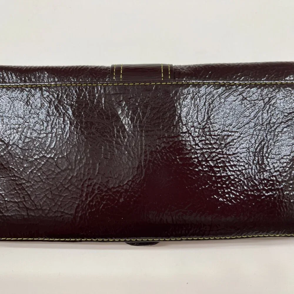 Buckle Wallet / Clutch - Shiny Brown Faux Leather - Multi-Pocket - NWT
